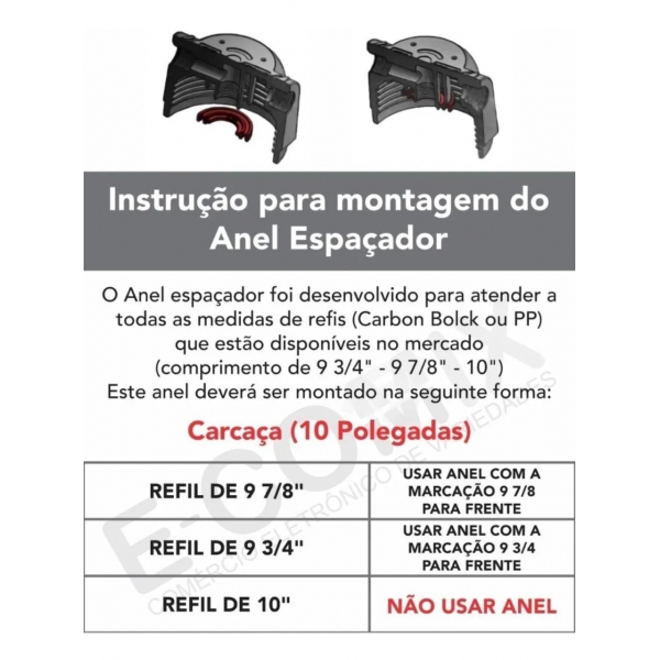 Carcaça Filtro 10 Polegadas Branca Rosca 1/4 s/ Refil